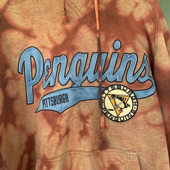Penguins Hockey Custom Bleach Dye Hoodie-Large - Picture 2 of 6